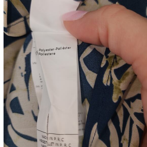 Cupshe Tropical Leaf Print Cover-Up Dress Navy/Cream Women’s XL - Picture 9 of 12